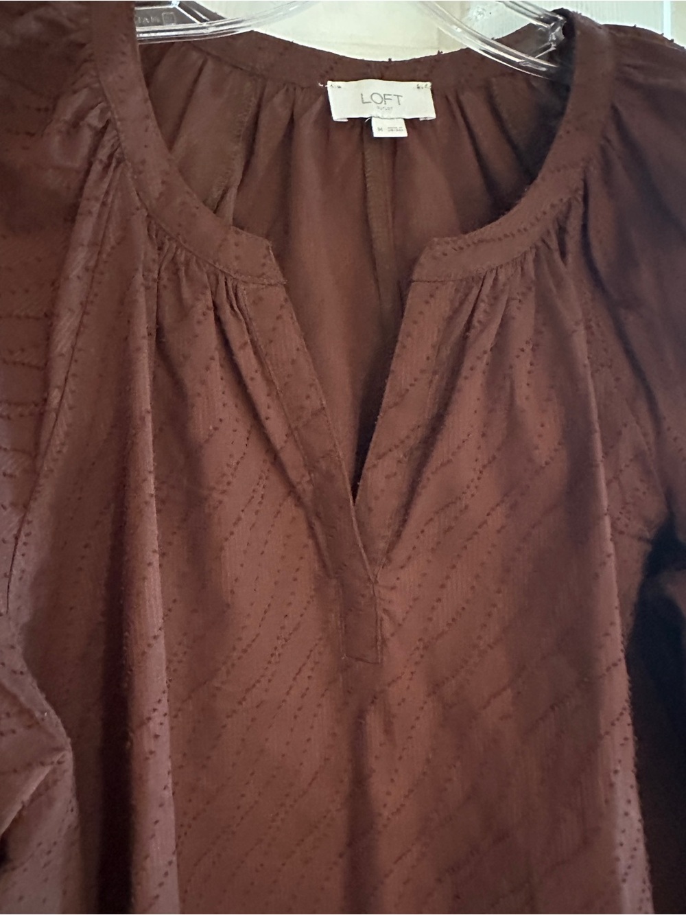 NWOT attached LOFT cocoa-colored cotton top - Picture 3 of 5